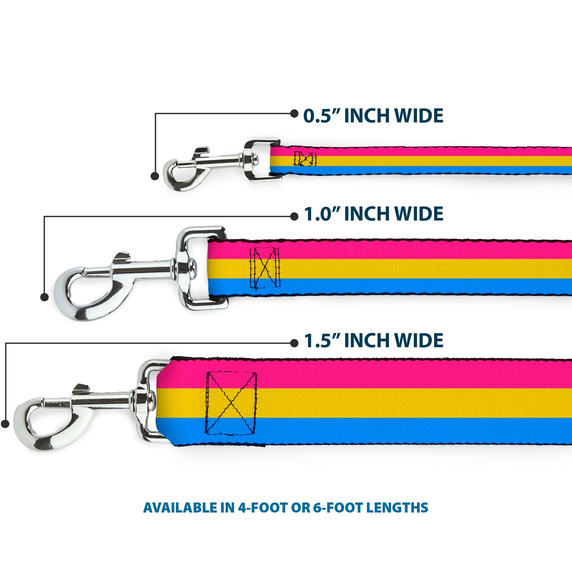 Dog Leash - Flag Pansexual Pink/Yellow/Blue