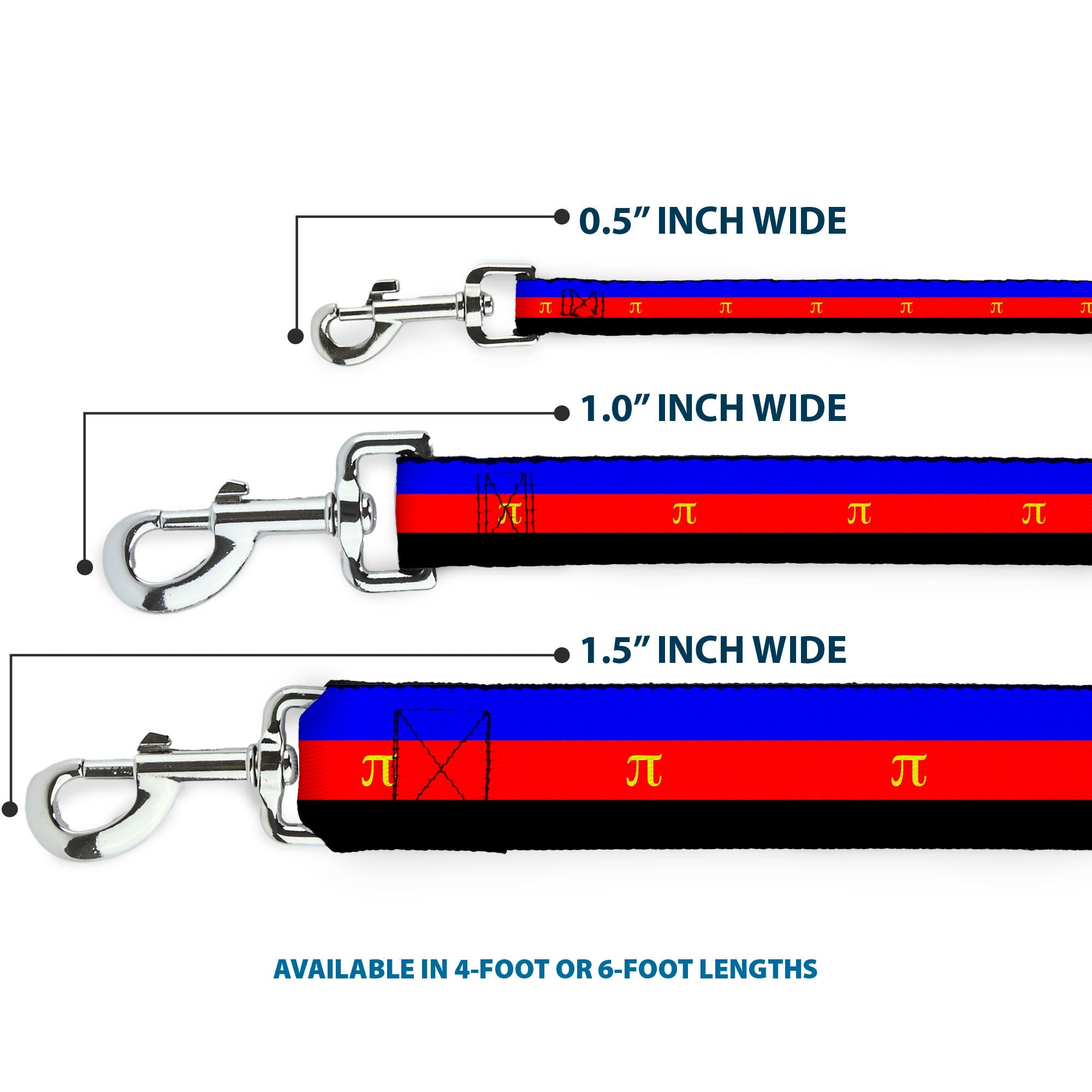 Dog Leash - Flag Polyamorous Pi Symbol Blue/Red/Black/Yellow