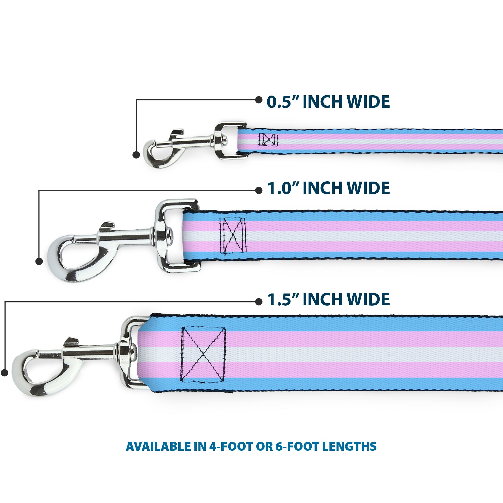 Dog Leash - Flag Transgender Baby Blue/Baby Pink/White