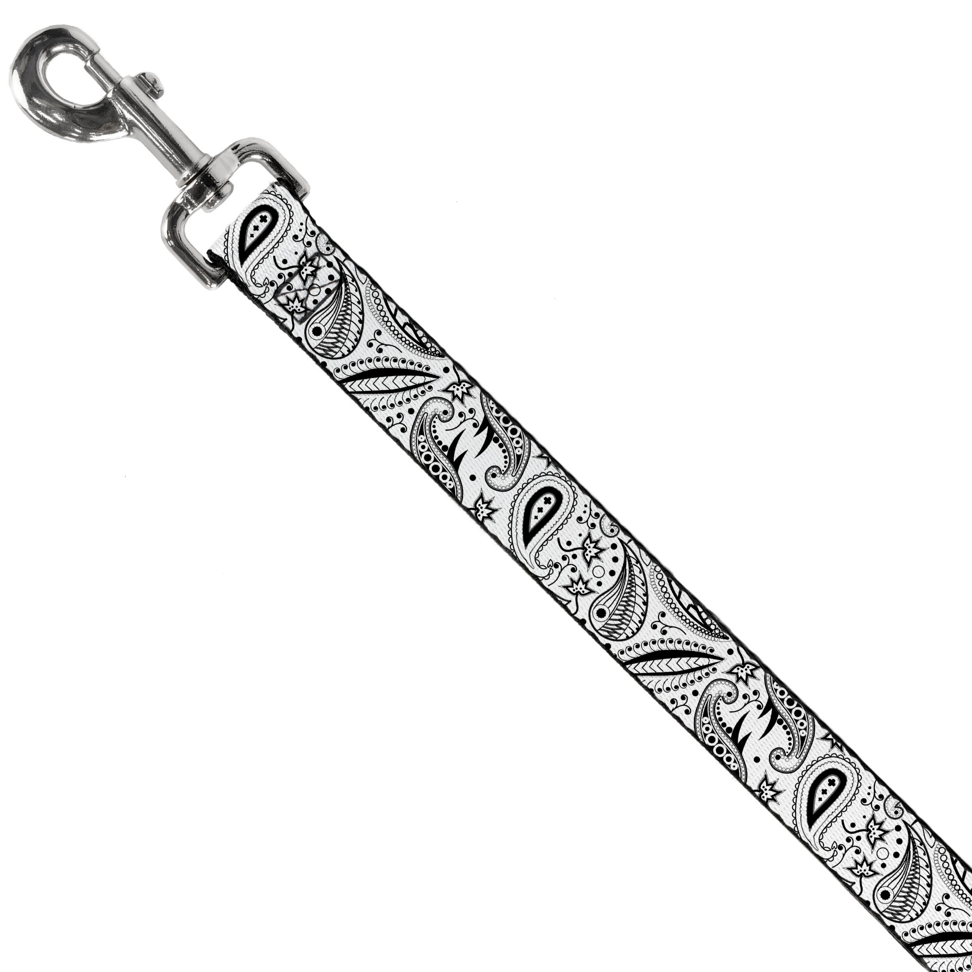 Dog Leash - Floral Paisley3 White/Black