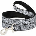 Load image into Gallery viewer, Dog Leash - Floral Paisley3 White/Black
