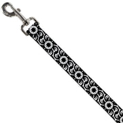 Dog Leash - Floral Pinwheel Black/White