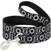 Dog Leash - Floral Pinwheel Black/White
