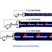 Dog Leash - Flag Leather Black/Blue/Red/White