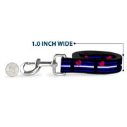 Dog Leash - Flag Leather Black/Blue/Red/White