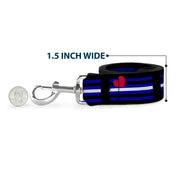 Dog Leash - Flag Leather Black/Blue/Red/White