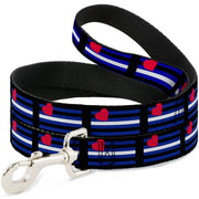 Dog Leash - Flag Leather Black/Blue/Red/White