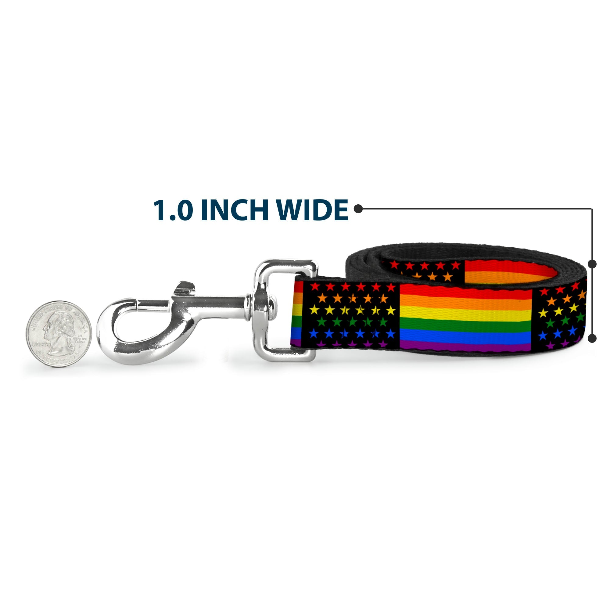 Dog Leash - Flag American Pride Rainbow/Black