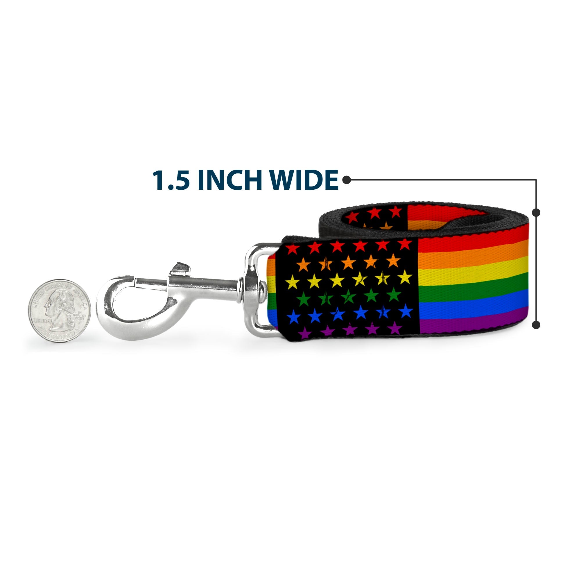 Dog Leash - Flag American Pride Rainbow/Black