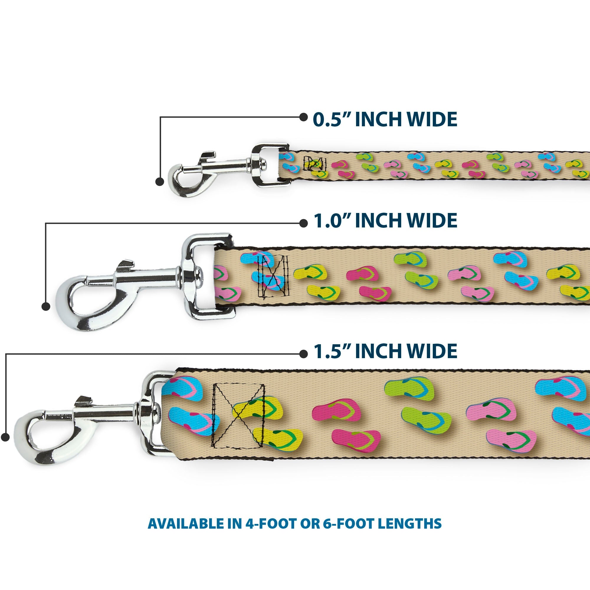 Dog Leash - Flip Flops3 Sand/Multi Color