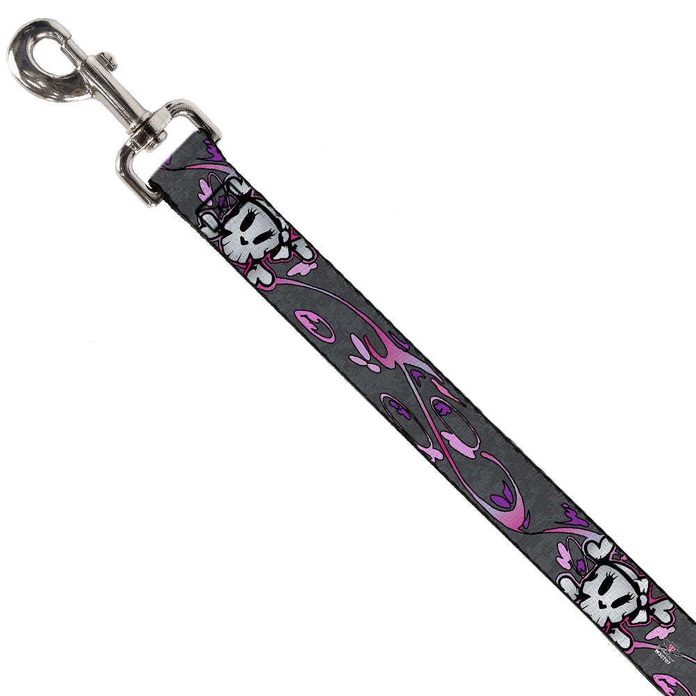Dog Leash - Girlie Skull Gray
