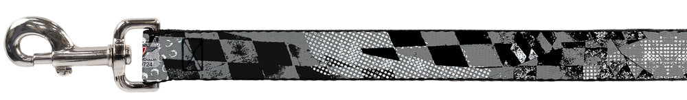 Dog Leash - Grunge Checker Flag Black/White