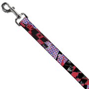 Dog Leash - Grunge Checker Flag Blue/Red