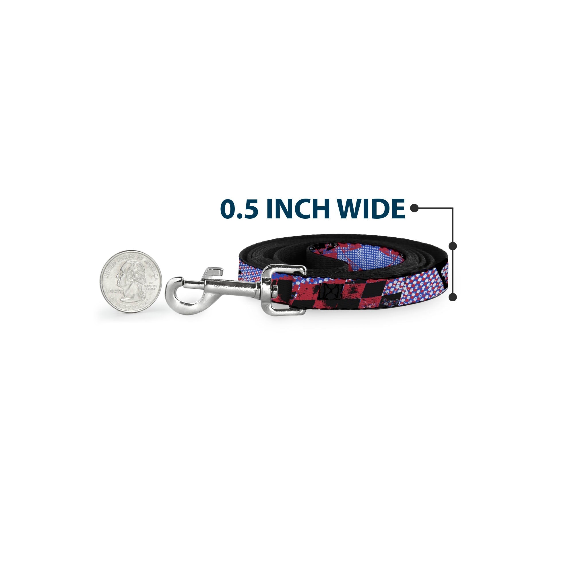 Dog Leash - Grunge Checker Flag Blue/Red