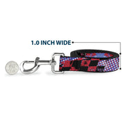 Dog Leash - Grunge Checker Flag Blue/Red