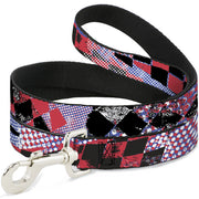 Dog Leash - Grunge Checker Flag Blue/Red