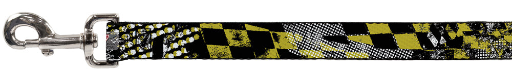 Dog Leash - Grunge Checker Flag Green