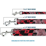 Dog Leash - Grunge Checker Flag Red