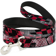 Dog Leash - Grunge Checker Flag Red
