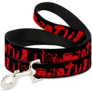 Dog Leash - Graveyard Black/Red