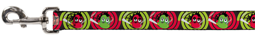 Dog Leash - Green & Red Dragons Smoking Gray