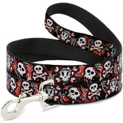Dog Leash - Girlie Skull Black/Red
