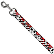 Dog Leash - Girlie Skull Black/White w/Red Paint Drips