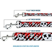 Dog Leash - Girlie Skull Black/White w/Red Paint Drips