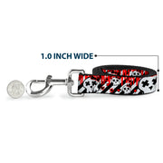 Dog Leash - Girlie Skull Black/White w/Red Paint Drips