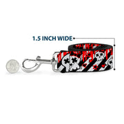 Dog Leash - Girlie Skull Black/White w/Red Paint Drips