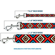 Dog Leash - Geometric1 Black/Red/Tan/Brown/Baby Blue