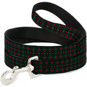 Dog Leash - Geometric3 Black/Forest Green/Red