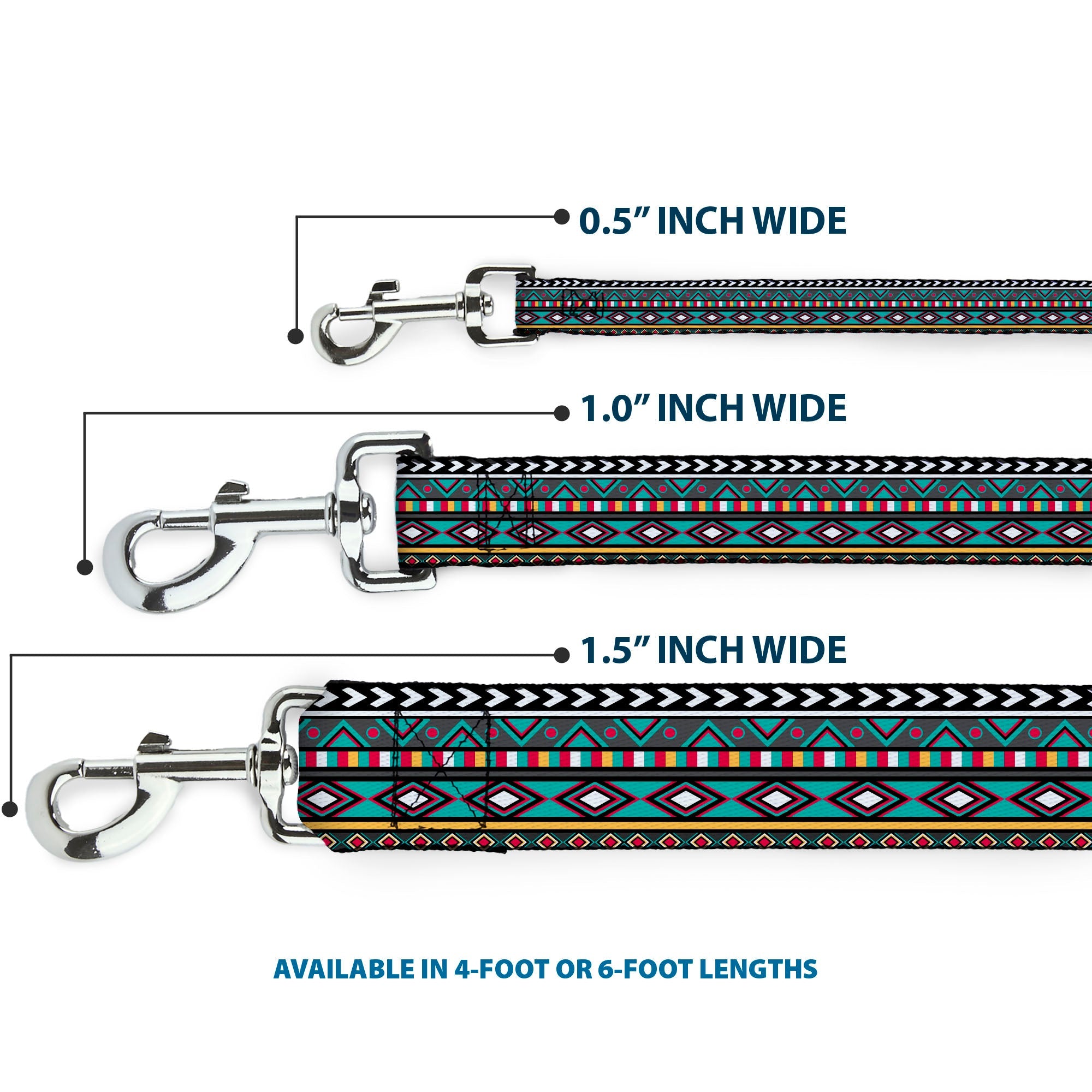 Dog Leash - Geometric5 Gray/Teal/White/Pink/Yellow