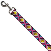 Dog Leash - Geometric1 Burgundy/Pink/Tan/Yellow/Baby Blue