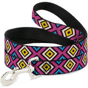 Dog Leash - Geometric1 Burgundy/Pink/Tan/Yellow/Baby Blue