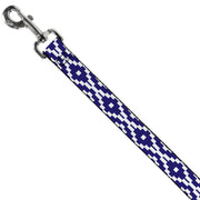 Dog Leash - Geometric Diamond Blue/White
