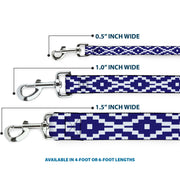 Dog Leash - Geometric Diamond Blue/White