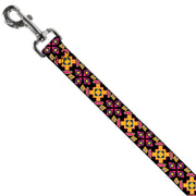 Dog Leash - Geometric Sunburst Black/Pink/Yellow/Blue