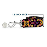 Dog Leash - Geometric Sunburst Black/Pink/Yellow/Blue