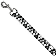 Dog Leash - Geometric Diamond2 Black/White/Black