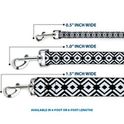 Dog Leash - Geometric Diamond2 Black/White/Black