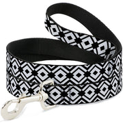 Dog Leash - Geometric Diamond2 Black/White/Black