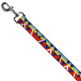 Load image into Gallery viewer, Dog Leash - Geometric Triangles/Stripe Red/White/Blues/Yellow
