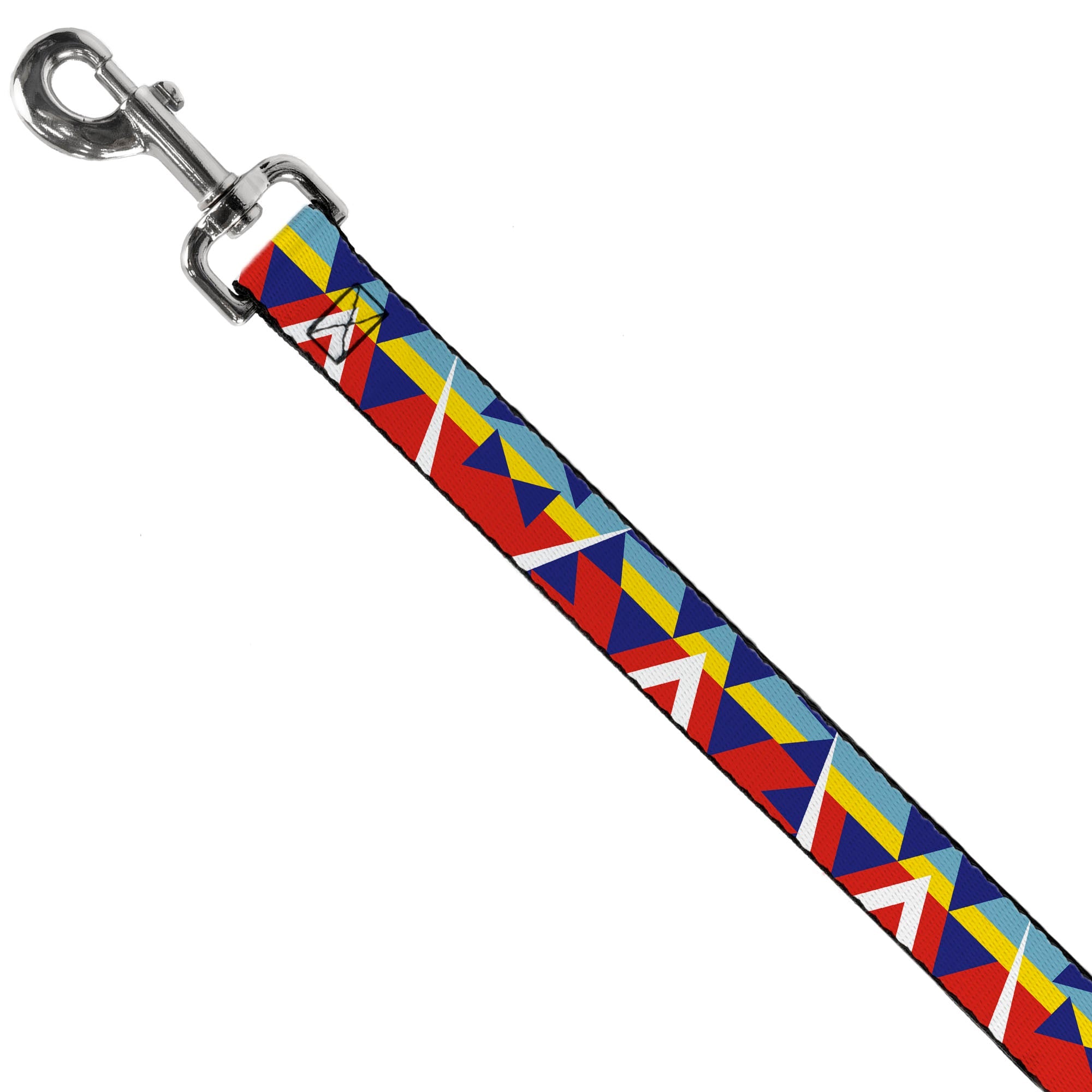 Dog Leash - Geometric Triangles/Stripe Red/White/Blues/Yellow