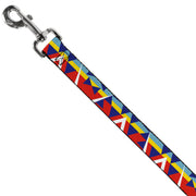 Dog Leash - Geometric Triangles/Stripe Red/White/Blues/Yellow