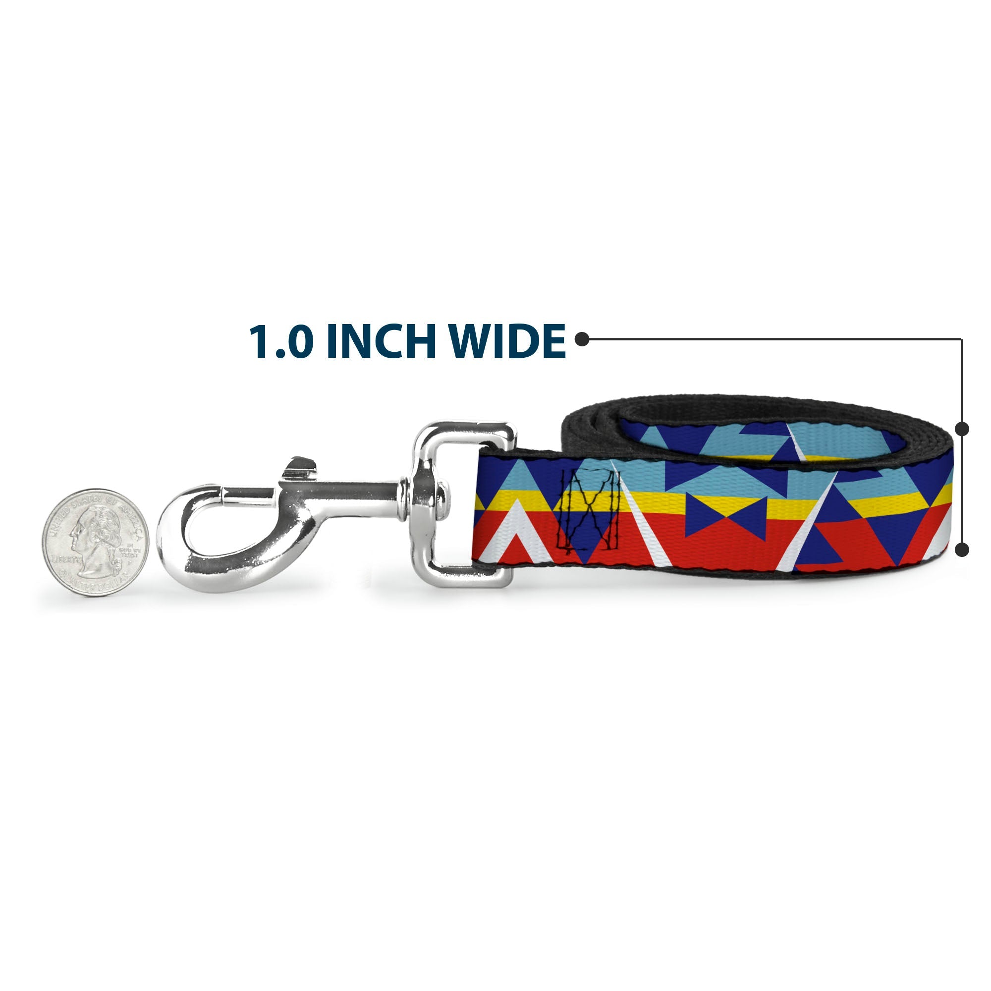 Dog Leash - Geometric Triangles/Stripe Red/White/Blues/Yellow