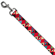 Dog Leash - Geometric9 Black/Red/Turquoise/Ivory