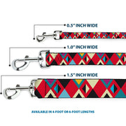 Dog Leash - Geometric9 Black/Red/Turquoise/Ivory