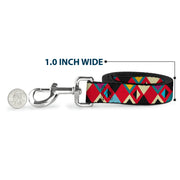 Dog Leash - Geometric9 Black/Red/Turquoise/Ivory
