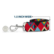 Dog Leash - Geometric9 Black/Red/Turquoise/Ivory